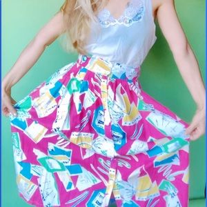 1980s tropical print cotton skirt